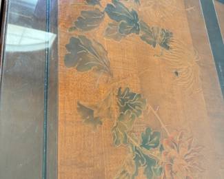 Asian motif carved wood dining table