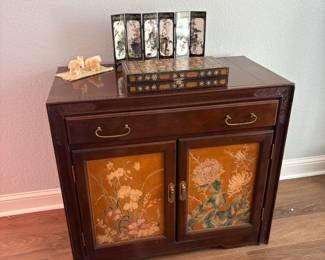 Asian floral carved sideboard
