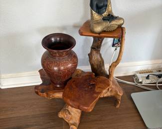 Three tier creosote wood plant stand