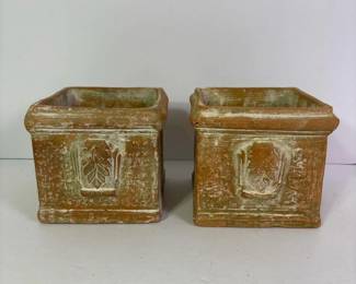 266 pairofsquareterracottaplanterswith