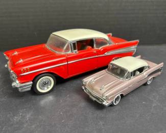 102 pairof1957chevybelairdiecastcars