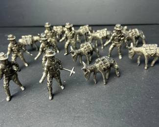 085 vintageminiaturemetalminerpackmule