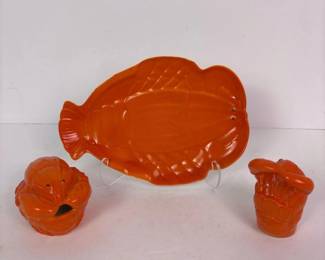 391 vintagejapaneseceramiclobsterserving