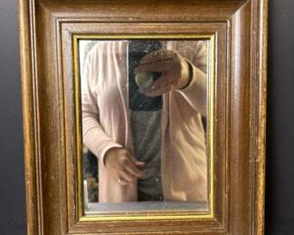 139 vintagesmallwoodframedwallmirror