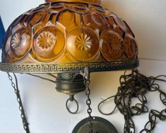 121 vintageamberglassswaghanginglampst