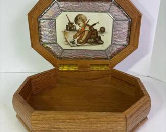 269 hummeloctagonalwoodenkeepsakeboxwit
