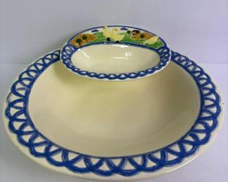 290 handpaintedceramicchipanddipservin