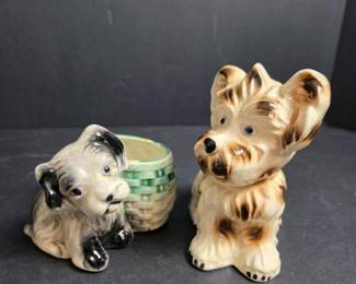 250 twosmallceramicdogplanterfigurines