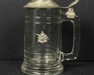330 vintageliddedglassbeersteinwithame
