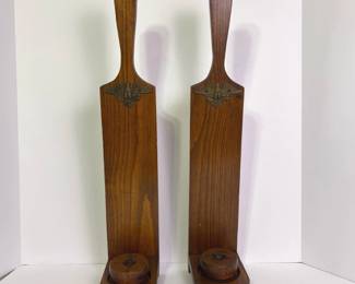 294 pairofvintagewoodenwallmountedcand
