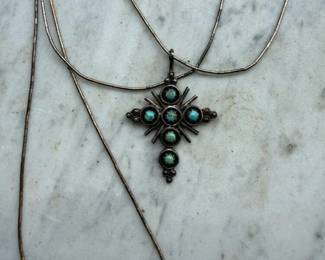 023 vintagesterlingsilverturquoisecross