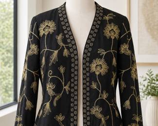 Silk Club Black Silk Jacket Embroidered in Gold