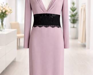 Red Valentino Dress Pink with Black Lace Made in Italy