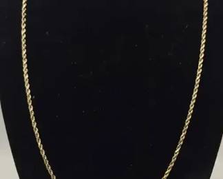 Solid 14K Yellow Gold Rope Chain Necklace