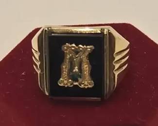 10K Gold Black Onyx Signet Ring