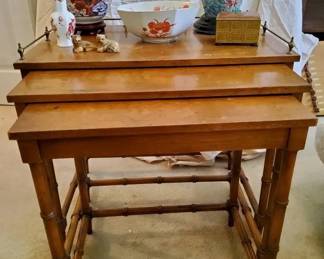 ThreePiece Nesting Table Set Vintage AsianStyle Decor Lot