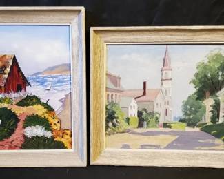 HandPainted Landscape Art Collection with Handwritten note on back by Cornelia M Weyburn