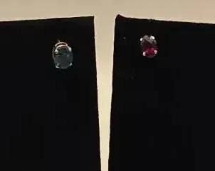 MEXICO 14K Gold Vermeil Sterling Silver Gemstone Stud Earrings 2 Pairs Blue PinkRed