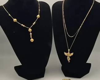 Aprox. 16g Estate Gold Jewelry 14K 10K Collection Necklaces, Earrings, Pins