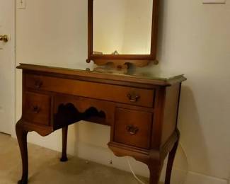 Antique Vanity with Mirror and Glass Top