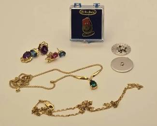 14K, 10K Gold Sterling Silver Estate Scrap Jewelry Lot Emerald, Topaz, Amethyst Approx 15g