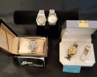 Mens Vintage Watch Lot. Boxed Belair Sea Pearl, Seiko Timex Geneva