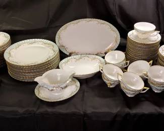 Royal Tettau China Dinnerware Set Crystal Accents 138 Total Pieces