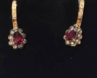 LE VIAN 14K Strawberry Gold Passion Fruit Tourmaline Diamond Halo Earrings Aprox.5.14g
