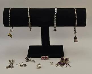 Sterling Silver Jewelry Diamonique Bracelets, Enamel Charms, Southwestern Style more