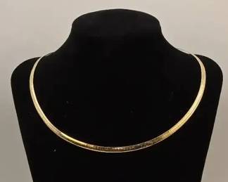 02 Aurafin 14K Italian Gold Reversible Omega Necklace Patented Fluid Link Design