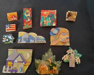 Artisan Collectible Brooches Lot 1 11 Vintage House Pins by Lucinda