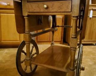 Wooden Serving Cart with Expandable Tabletop