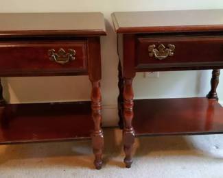 2 Wooden American Drew Side Tables