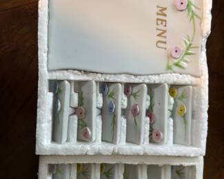Vintage porcelain name plates and menu sign