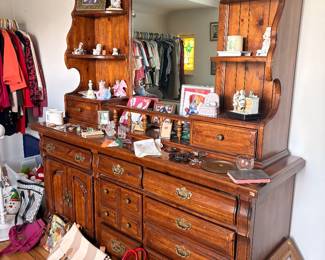 Solid wood dresser and collectibles
