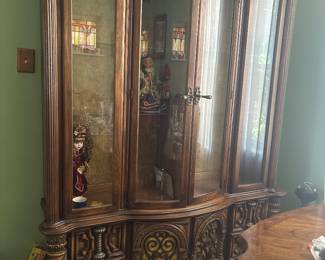Solid wood, curved glass curio cabinet