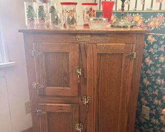 White clad oak Ice cabinet with brass hardware - made in st.louis