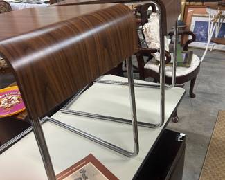 Pair C-scroll form 1970's Bauhaus end tables