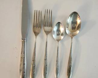 5 piece service for 8 Goprmam Celeste Sterling Silver