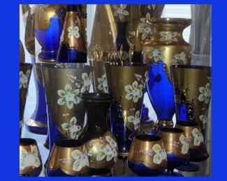 Small Sample of the Cobalt Bohemian Glass Available