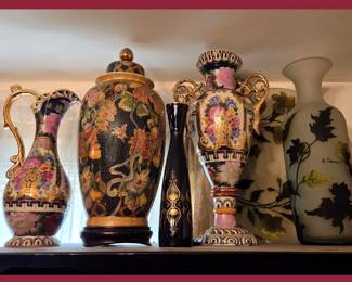 Beautiful Vases, Ginger Jars, PItchers, Urns and Repro Cameo Glass 