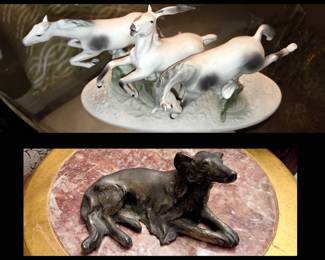 Horse Sculpture marked Porfin Cluj Napoca and Cute Dog