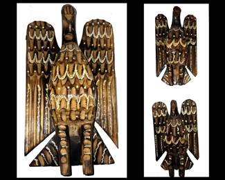 Carved Wooden Eagles Set of 3 