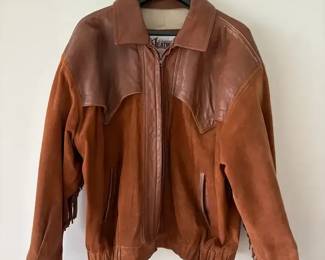 Mens Leather Suede Jacket with Fringe