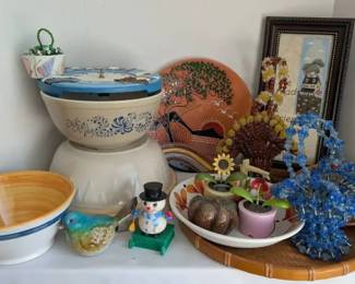 Vintage Pyrex Homestead, Ruckels Pottery Whitehall Stoneware and more