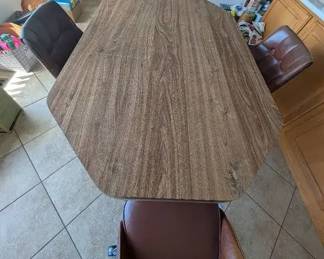 Vintage Laminate Octagonal Table and 4 Chairs