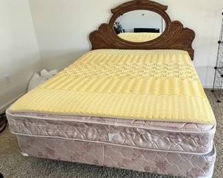 Wooden Queen Headboard Mirror Combination