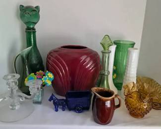 Vintage Cat Decanter, Fenton Glass, Hull and more
