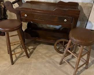 Rolling Bar Cart and Stools