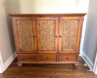 Romweber Large Three Door Three Drawer Cabinet With Embossed Inset